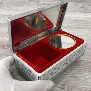 LADY MATE FLEUR-DÉ-LIS VERY RARE VTG GORGEOUS JEWELRY MIRROR MUSIC BOX EUC